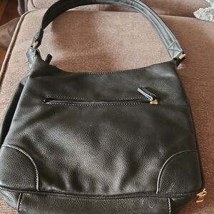Elegant Black Leather Shoulder Conceal Carry Bag